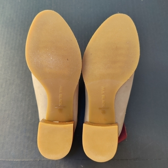 ALL BLACK Low Ankle Booties  Burgundy/Beige Leather Suede Women's Shoes Size 7 - Picture 6 of 7